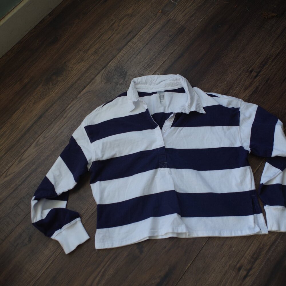 Vintage Urban Rebel Stripped Polo Long Sleeve Cropped